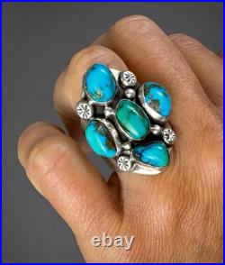 HUGE Vintage Navajo Sterling Silver Turquoise Ring HEAVY THICK & SOLID 27 Grams