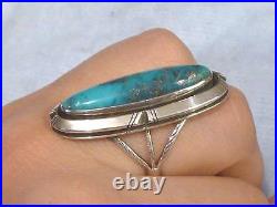 HUGE Vintage Navajo Turquoise William Johnson Pawn Sterling Silver Ring sz 8-1/2