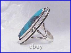 HUGE Vintage Navajo Turquoise William Johnson Pawn Sterling Silver Ring sz 8-1/2