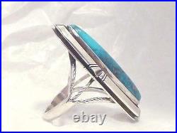 HUGE Vintage Navajo Turquoise William Johnson Pawn Sterling Silver Ring sz 8-1/2