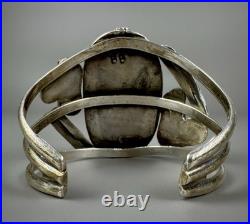 HUGE Vintage OLD Navajo Sterling Silver Turquoise & Coral Branch Cuff Bracelet