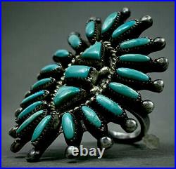 HUGE Vintage ZUNI Native American Sterling Silver Turquoise Cluster Ring