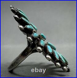 HUGE Vintage ZUNI Native American Sterling Silver Turquoise Cluster Ring