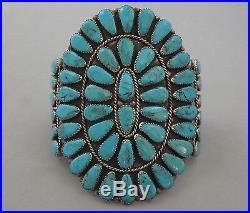 HUGE Zuni Old Vintage Turquoise Cluster Cuff Bracelet attr ONDELACY 95.7 grams