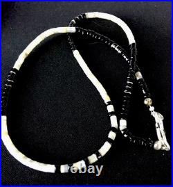 Handmade Native American Black Onyx Sterling Silver Men's Necklace 10052