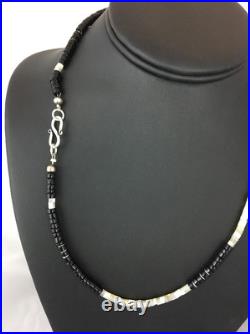 Handmade Native American Black Onyx Sterling Silver Men's Necklace 10052