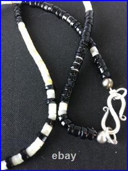 Handmade Native American Black Onyx Sterling Silver Men's Necklace 10052