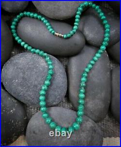 Handmade Native American Navajo Vintage Malachite Beaded Choker Necklace