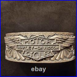 Harley Davidson Cuff Bracelet 925 Sterling Silver Vintage Custom Native American