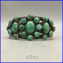 Heavy, Handmade, Vintage Turquoise Cluster Bracelet