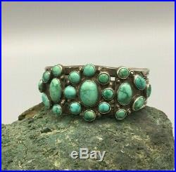 Heavy, Handmade, Vintage Turquoise Cluster Bracelet