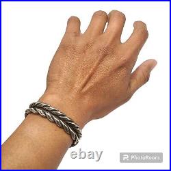 Heavy Shank Hand Twisted Coin Silver Vintage Navajo Ingot Bracelet