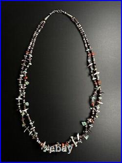 Heavy Vintage Navajo Turquoise Heishi Bead Double Strand Necklace 33 104g #264 Heavy Vintage Navajo Turquoise Heishi Bead Double Strand Necklace 33 104g #264