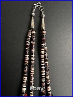 Heavy Vintage Navajo Turquoise Heishi Bead Double Strand Necklace 33 104g #264