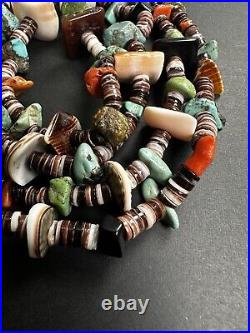 Heavy Vintage Navajo Turquoise Heishi Bead Double Strand Necklace 33 104g #264 Heavy Vintage Navajo Turquoise Heishi Bead Double Strand Necklace 33 104g #264