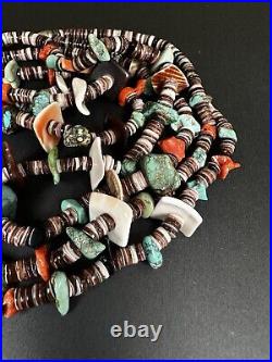 Heavy Vintage Navajo Turquoise Heishi Bead Double Strand Necklace 33 104g #264 Heavy Vintage Navajo Turquoise Heishi Bead Double Strand Necklace 33 104g #264
