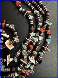 Heavy Vintage Navajo Turquoise Heishi Bead Double Strand Necklace 33 104g #264 Heavy Vintage Navajo Turquoise Heishi Bead Double Strand Necklace 33 104g #264