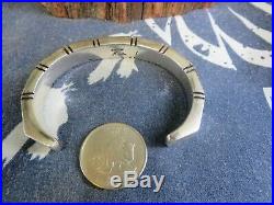 Heavy Vintage Signed Navajo Sterling Silver Cuff Bracelet Nusie Belon L2