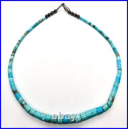 Heishi Turquoise graduated sterling silver bench bead Native American vintage ne