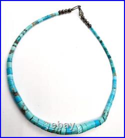 Heishi Turquoise graduated sterling silver bench bead Native American vintage ne