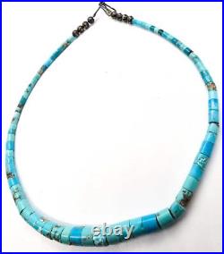 Heishi Turquoise graduated sterling silver bench bead Native American vintage ne