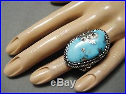 Huge And Thick! Vintage Navajo Old Morenci Turquoise Sterling Silver Ring