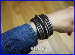 Huge & Heavy Vintage Native American Navajo Sterling Silver Cuff Bracelet
