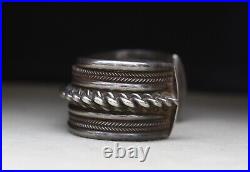 Huge & Heavy Vintage Native American Navajo Sterling Silver Cuff Bracelet