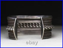 Huge & Heavy Vintage Native American Navajo Sterling Silver Cuff Bracelet