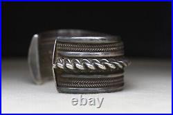 Huge & Heavy Vintage Native American Navajo Sterling Silver Cuff Bracelet