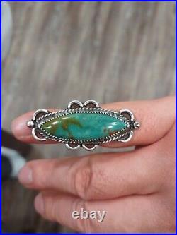Huge Vintage 2.25 Old Pawn Silver Native American Navajo Green Turquoise Ring 7