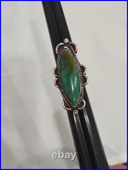 Huge Vintage 2.25 Old Pawn Silver Native American Navajo Green Turquoise Ring 7
