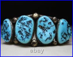 Huge Vintage Native American Navajo Turquoise Sterling Silver Cuff Bracelet