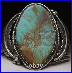 Huge Vintage Native American Navajo Turquoise Sterling Silver Cuff Bracelet