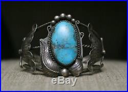 Huge Vintage Native American Navajo Turquoise Sterling Silver Cuff Bracelet