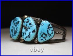 Huge Vintage Native American Navajo Turquoise Sterling Silver Cuff Bracelet