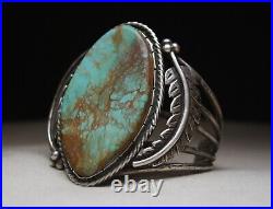 Huge Vintage Native American Navajo Turquoise Sterling Silver Cuff Bracelet