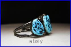 Huge Vintage Native American Navajo Turquoise Sterling Silver Cuff Bracelet