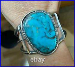 Huge Vintage Native American Navajo Turquoise Sterling Silver Cuff Bracelet, 50g