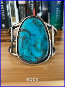Huge Vintage Native American Navajo Turquoise Sterling Silver Cuff Bracelet, 50g