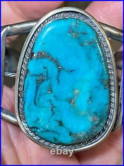 Huge Vintage Native American Navajo Turquoise Sterling Silver Cuff Bracelet, 50g