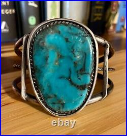 Huge Vintage Native American Navajo Turquoise Sterling Silver Cuff Bracelet, 50g