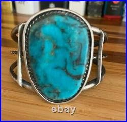 Huge Vintage Native American Navajo Turquoise Sterling Silver Cuff Bracelet, 50g