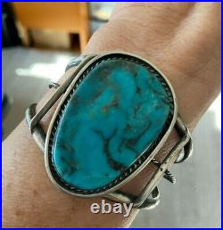 Huge Vintage Native American Navajo Turquoise Sterling Silver Cuff Bracelet, 50g