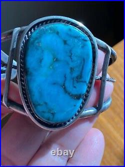 Huge Vintage Native American Navajo Turquoise Sterling Silver Cuff Bracelet, 50g