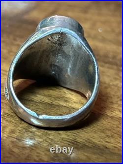 Huge Vintage Native American Sterling Silver Turquoise Mens Ring Size 11