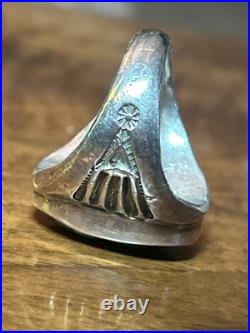 Huge Vintage Native American Sterling Silver Turquoise Mens Ring Size 11