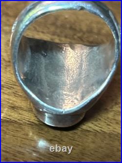 Huge Vintage Native American Sterling Silver Turquoise Mens Ring Size 11