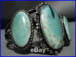 Huge Vintage Navajo Cerrillos Turquoise Silver Bracelet