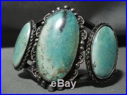 Huge Vintage Navajo Cerrillos Turquoise Silver Bracelet
